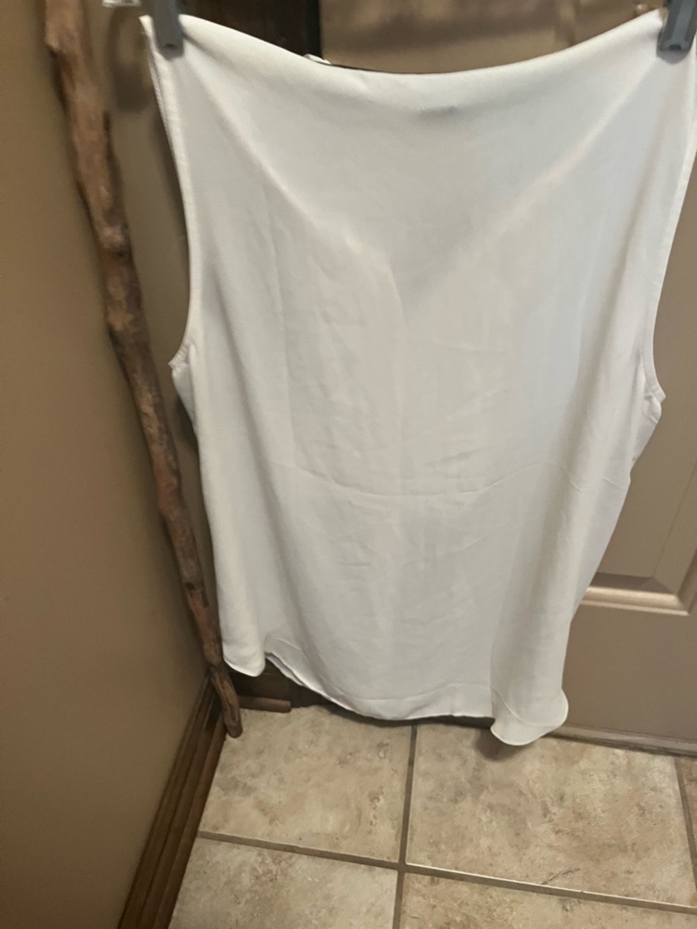 Ann Taylor Sleeveless Cream Blouse with Black Tie - Picture 3 of 3